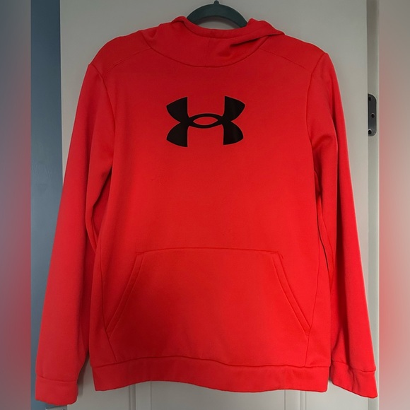 Under Armour Other - UNDER ARMOUR Neon Orange Hooded Sweatshirt with Pockets - Size Boys XL